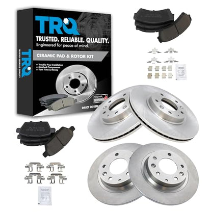 TRQ Front and Rear Ceramic Brake Pad and Rotor Set - style: BKA11182