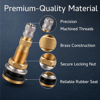 Tubeless Tire Valve Stem TR618A, Clamp-in Brass Air Liquid Valve, Compatible with Tractor Grader Backhoe & Farm Agricultural Industrial Tubeless Tires, 8 Pack - size: TR618A Tire Valve Stem-8PK