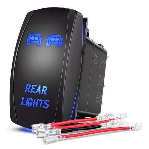 Nilight NI-RS05 LED Light Bar Rocker Switch 5Pin Laser On/Off Rear Lights Rocker Switch 20A/12V 10A/24V Switch Jumper Wires Set,2 years Warranty , Blue - color: Blue, size: REAR LIGHTS