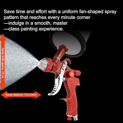 HVLP Spray Gun, Automotive Paint Guns w/ 4 Nozzles, 10x 22oz Cups - color: Red