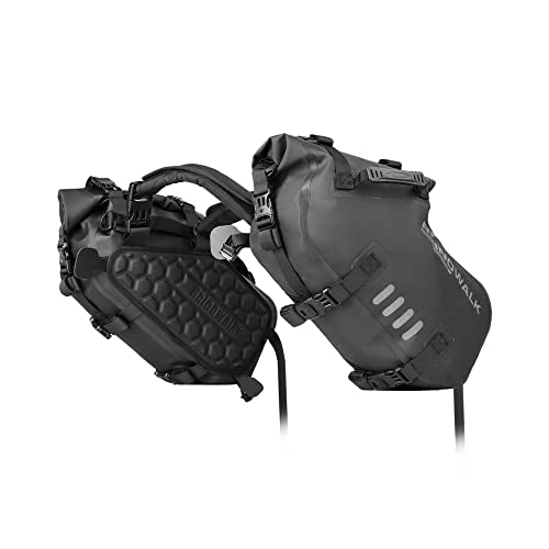 Waterproof Motorcycle Saddle bags 18L (9L x2),Motorbike Side Bags, Roll Top Panniers with Shoulder Strap, Shockproof Storage for ADV Touring Sport Cruiser Bikes,1 Pair - color: Black18L