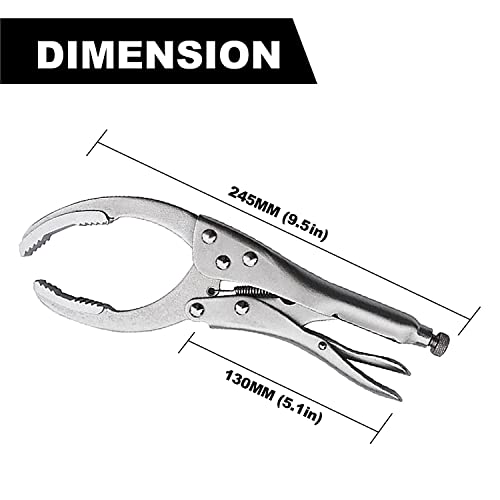MacWork Locking Grip Oil Filter Wrench, 9.5in/240mm, Chrome Vanadium Steel Jaws
