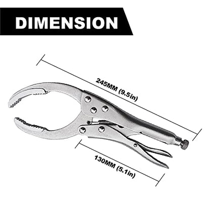 MacWork Locking Grip Oil Filter Wrench, 9.5in/240mm, Chrome Vanadium Steel Jaws