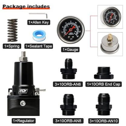 Adjustable EFI Fuel Pressure Regulator Kit 30-140PSI 10AN Return Feed