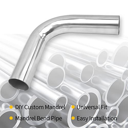 2 Inch 90 Degree DIY Custom Mandrel Exhaust Pipe Tube Pipe, T304 Stainless Steel, Universal Fit, 18.1 Inch End to End Length, 2'' OD Mandrel Bend Pipe - size: 2''OD-90 Degree-1PC