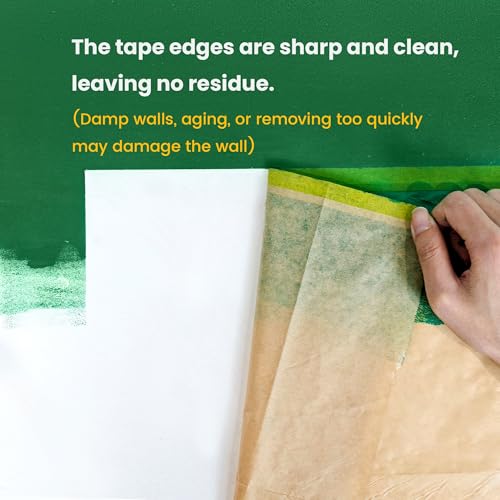 Voomey Pre-Taped Masking Paper for Painting - 12 inch x 82 feet Tape and Drape Painters Paper, Paint Adhesive Protective Paper Roll for Covering Skirting, Frames, Cars and DIY Projects - size: 300mm*25m, style: Standard Roll
