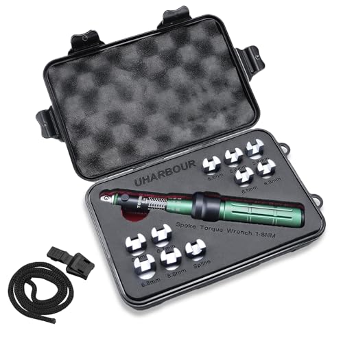 Uharbour Motorcycle Spoke Torque Wrench Set 5.1-6.9mm Heads - size: 1-8 Nm Spoke Wrench