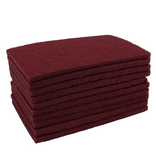 10 Pack Premium Scuff Pads (7447&7448), Maroon General Purpose Scuff Pads Ultra Fine Pads, Scouring Sanding Paint Primer Prep Adhesion Scratch for Surface Preparation/Autobody 6"x9"