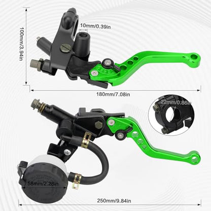 7/8" 22mm Motorcycle Brake Clutch Lever Master Cylinder Reservoir - color: Green
