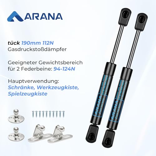 ARANA 7.5 inch 25lb Gas Struts for Truck Tool Box & Cabinet Door, 2 Pcs - size: 7.5 inch
