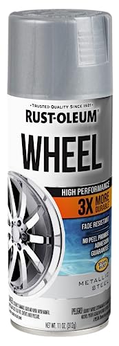 Rust-Oleum High Performance Wheel Spray Paint, Metallic Steel - color: Metallic Steel, size: 11 Ounce (Pack of 1)