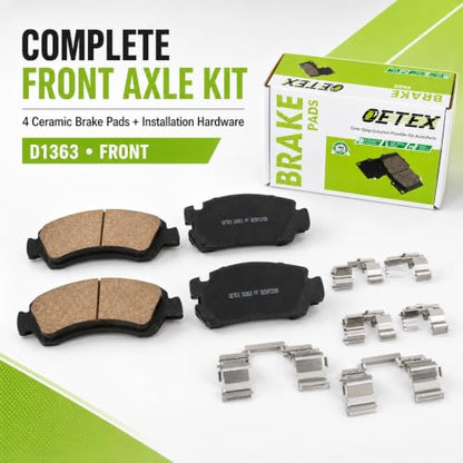 D1363 Front Ceramic Brake Pads with Hardware for GM Trucks & SUVs - size: D1363