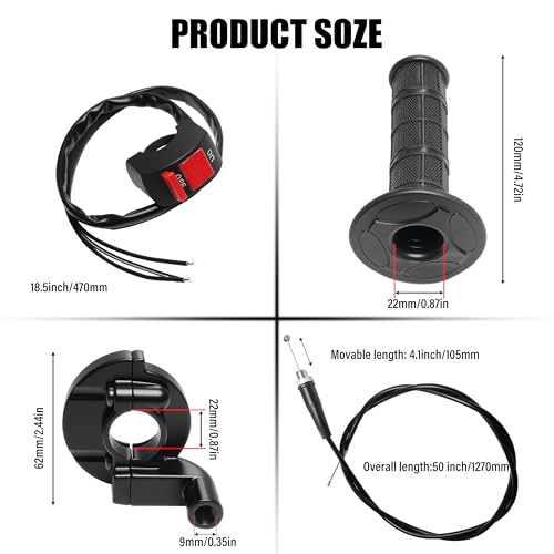 Universal Mini Bike Throttle Assembly&Cable Kit | Direct Replacement for Coleman BT200X,CT200U/EX,MB200&Predator 212cc/196cc Engines | Fits Most 7/8" Handlebar Mini Bikes with Cruise Control (Black) - color: Black