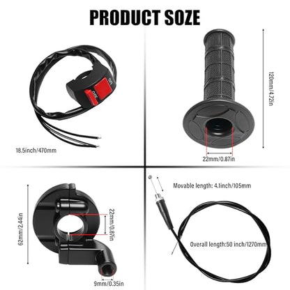 Universal Mini Bike Throttle Assembly&Cable Kit | Direct Replacement for Coleman BT200X,CT200U/EX,MB200&Predator 212cc/196cc Engines | Fits Most 7/8" Handlebar Mini Bikes with Cruise Control (Black) - color: Black