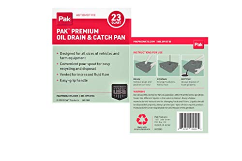 PAK 23 Quart Oil Catch Drain Pan Container