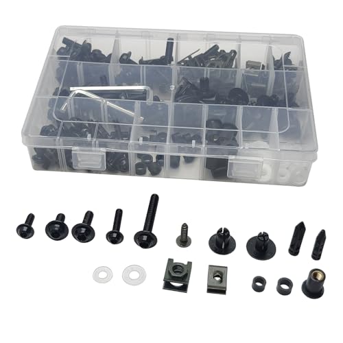 224Pcs Motorcycle Fairing Bolt Kit Stainless Steel (Black) - color: Black