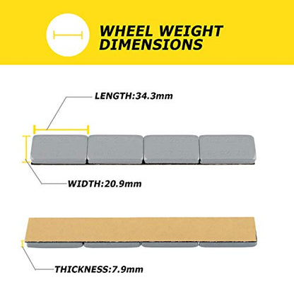 YIZBAP Wheel Weights Gray 1oz, 72 oz/Box, 72pcs, Strong Adhesive - color: Gray