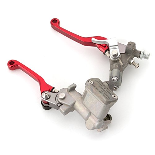 Dirt Bike Brake Master Cylinder Reservoir Cable Clutch Levers for CR80/85R CR125R/250R CRF150R CRF125F/150F/230F/250F CRF250/450X CRF250/450R CRF250/450RX CRF150L/250L/450L CRF300L - color: Red