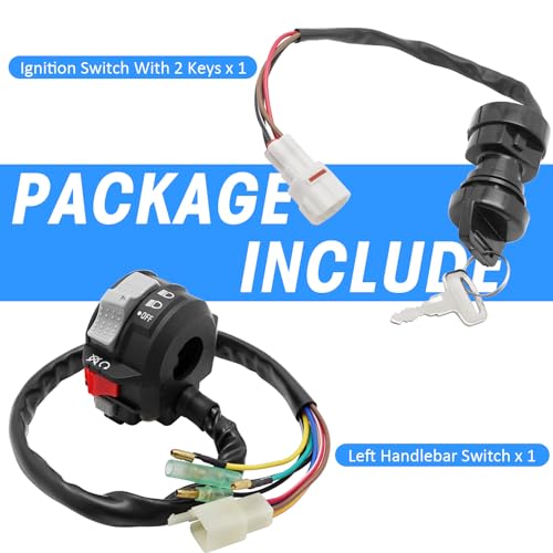 M MATI Start Stop Headlight Switch & Ignition Key Switch for Yamaha Timberwolf 250 Bear Tracker 250 1994-2000 4BD-83973-19-00 4BD-83973-10-00 4GB-82510-12-00