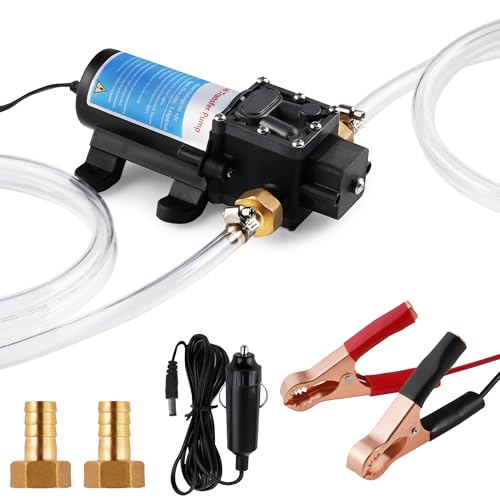 12V Gasoline Transfer Pump Set, 3.4 GPM Electric Fuel Pump and Hose, Gas Safe Pumps for 5 Gal Can, Fast Fuel Drain and Transfer - style: Pump with Hose