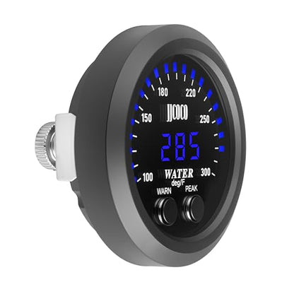 Water Temperature Gauge with 1/8NPT Sensor & Bracket 300°F Digital LED Display Water Coolant Temperature Gauge for Cars Trucks Ships Vehicle Automotive Boat Marine 2”/52mm - color: Blue