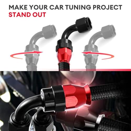 6AN PTFE Fuel Line Kit, 6AN 20FT E85 Nylon Braided PTFE Fuel Line Hose With AN6 Hose End Fitting & AN Fitting Wrench for LS Swap EFI System - color: Black & Red, size: 6AN 20FT