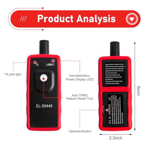 EL-50449 Car TPMS Relearn Tool, TPMS Activation & Relearn Tool, Portable Tire Pressure Monitor Sensor Reset Device, Compatible with Ford F150 F250 Fusion Edge Lincoln Mercury (Black)