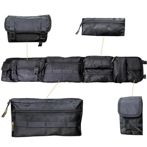 Larswon Heavy-Duty UTV Roll Cage Storage Bag Organizer - 7-Pocket Water Resistant Gear Bag Compatible with Polaris RZR, Can-Am, Honda Talon, Yamaha, ATV & Golf Carts Black - color: Black