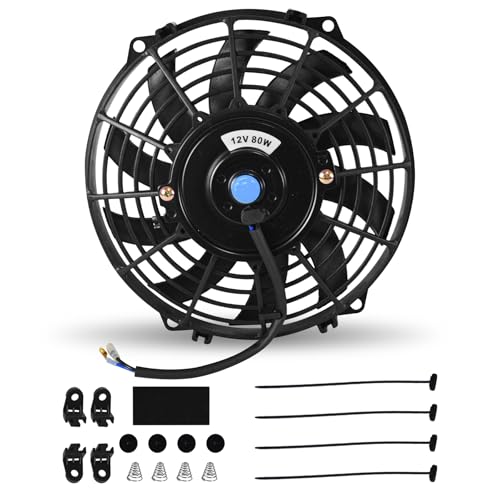 9" Universal Electric Radiator Fan Push Pull Slim Fan High Performance Cooling Fan 80W 12V Mount Kit 1PCS - size: 9 inch- 1PC