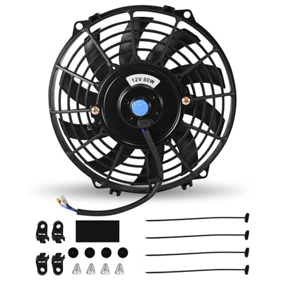 9" Universal Electric Radiator Fan Push Pull Slim Fan High Performance Cooling Fan 80W 12V Mount Kit 1PCS - size: 9 inch- 1PC