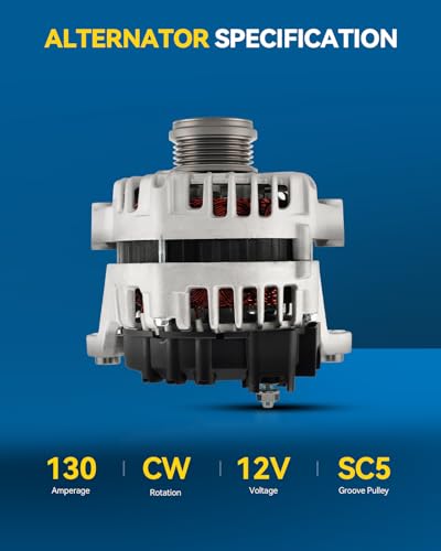 PHILTOP Alternator Compatible with Chevrolet Cruze 2012 2013 2014 2015, Cruze Limited 2016, L4 1.4L, 12V 130Amp Clockwise 5-Groove Clutch Pulley, Alternator Replace 11654N 13581891 13588290 13597227 - size: 11654N