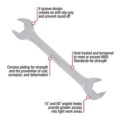 SUNEX TOOLS 9914M Metric Angle Wrench Set, Fully Polished, 6mm - 19mm, 14-Piece - size: Metric, style: Metric Angle Head
