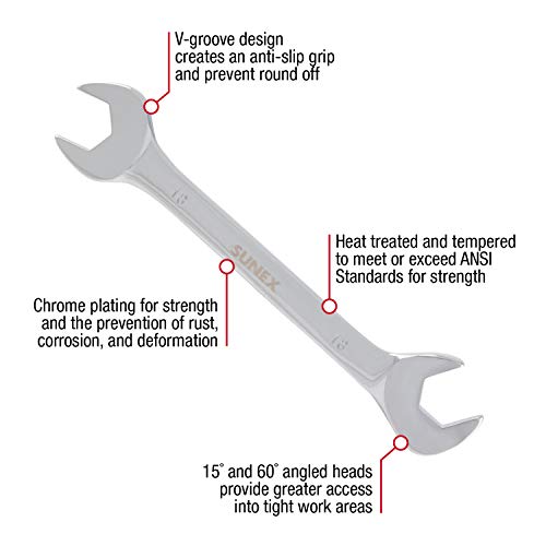 SUNEX TOOLS 9914M Metric Angle Wrench Set, Fully Polished, 6mm - 19mm, 14-Piece - size: Metric, style: Metric Angle Head
