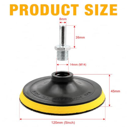 2 Pack 5 Inch Hook and Loop Backing Pad with M14 Thread,Rotary Buffing Pad Sanding Holder Angle Grinder Polishing Backer Plate for Wood,Metal,Automotive,Orbital Sander,Polisher