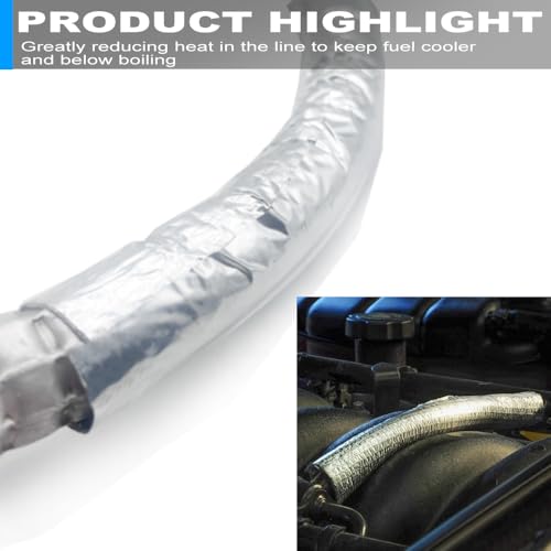 Fuel Line Sleeve 1/4" I.D. x 39" Self Adhesive Aluminum Heat Shield Heat-Resistant Fuel Line Protector Vapor Lock Insulation for Automotive and Marine Hoses, Wire, Exhaust - size: 1/4" I.D.