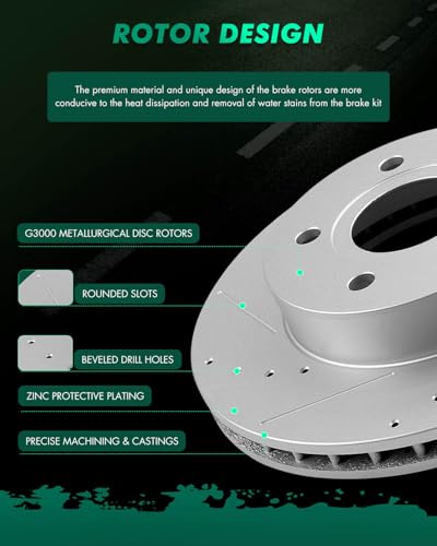 SCITOO Brake Kit Front Brake Rotors and Ceramic Brake Pads:5118;D945 - size: Front 5118 + D945 [2+4PCS]
