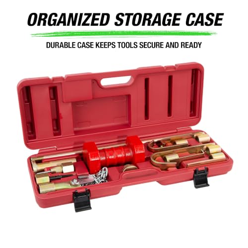 OEMTOOLS 25922 Dent Puller Kit, 10-Piece Drop Forged Steel Dent Removal Kit For Cars, Includes 10 lb. Slide Hammer, Hooks, Drivers, Fasteners, And Tools