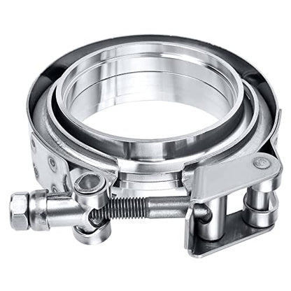 EVIL ENERGY V Band Clamp Quick Release Stainless Steel with Flange Male Female Mild Steel 2.5 Inch - size: 2.5"