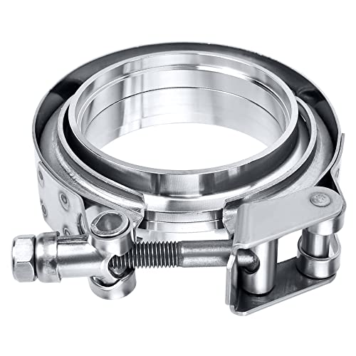 EVIL ENERGY V Band Clamp Quick Release Stainless Steel with Flange Male Female Mild Steel 2.5 Inch - size: 2.5"