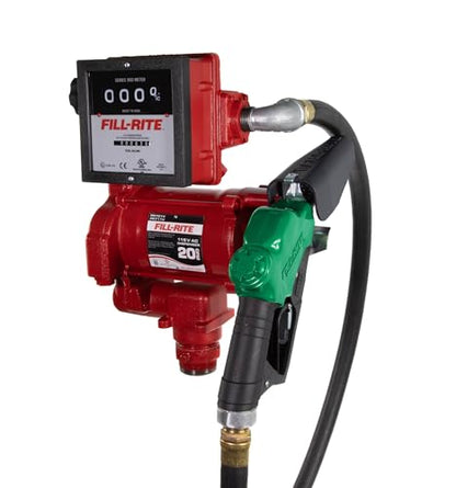 Fill-Rite FR711VA 115V 20 GPM Fuel Transfer Pump with Mechanical Gallon Meter Package - Heavy-Duty Electric Pump with High Flow Rate and Durable Construction - size: 1 1/4" Inlet - 1" Outlet, style: 115V Gal. Meter & Auto Nozzle
