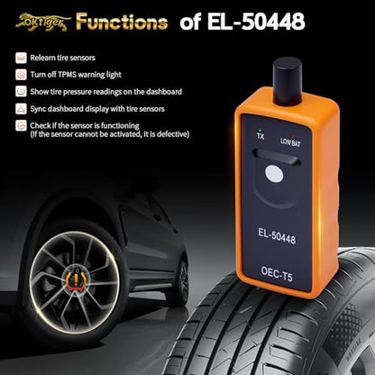 Oktiger TPMS Relearn Tool for GM Vehicles, Compatible with 2006-2022 Chevy GMC Buick Cadillac Pontiac Hummer, Tire Pressure Monitor Sensor EL-50448 OEC-T5 Activation Reset, 9V Battery(Not Include) - size: GM Series