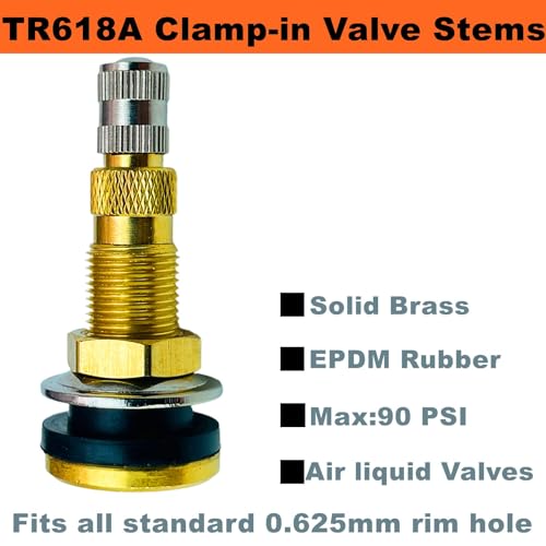 TR618A Tire Valve Stems,Tubeless Air Liquid Tractor Valve Stems for Tubeless Tires, Industrial Agricultural Wheels, Clamp-in Tire Valve Stems (Pack of 2) - size: TR618A-2pcs