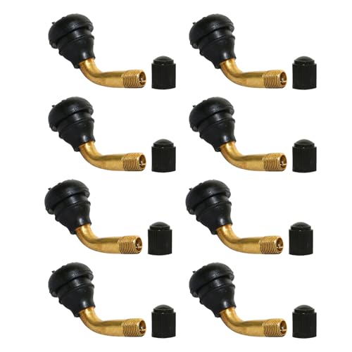 8PCS PVR70 Tubeless Tire Valve Stems, Motorcycle Valve Stem, Snap-in Tire Valve Stem Brass Stems with Base, Tire Valve Curved Bent 90 Degree Angled for Tubeless Tire Rim, Motorcycle (PVR70) - color: PVR70