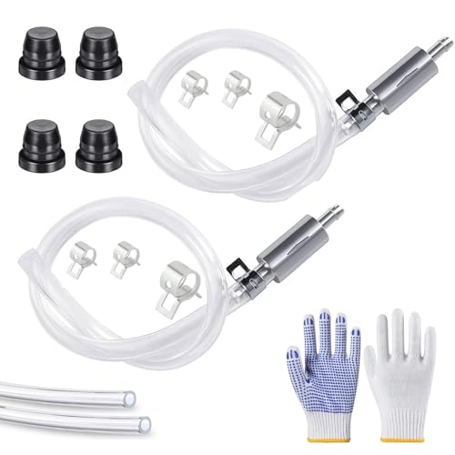 2PCS Brake Bleeder Hose with Gloves - One Way Check Valve Tube Bleeding Tool Kit for Car Motorcyle with Metal Clips