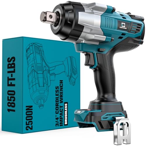 Cordless Impact Wrench 3/4 inch Compatible with Makita 18V Battery, Cerycose1850ft-lbs (2500N.m) Brushless Electric Impact Gun, High Torque Impact Driver, for Heavy-Duty Automotive & Industrial Tasks - size: 3/4inch, style: 3/4 inch compatible with Makita