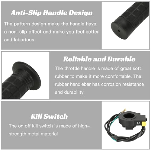 YOXUFA Throttle Cable Twist Throttle Handle Grip Assembly for 2 Stroke Engine 80cc 100cc 49cc 50cc Gas Motor Motorized Bicycle Bike Parts with 7/8" 22mm Handlebar - size: 35.4" Cable