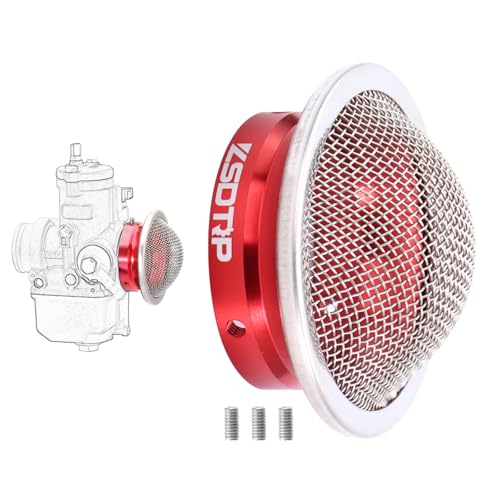 Carburetor Velocity Stack 42mm Air Cleaner Filter Modified Trumpet Alloy with Steel Mesh for GY6 150cc PD24J PZ24 PZ30 PHBH Carb (Red,42mm-H20) - color: Red, size: 42mm