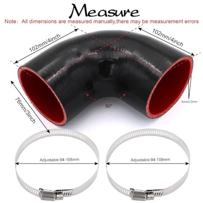 ID 3 inch (76mm) 90 Degree Elbow Silicone Coupler Hose 4-Ply - size: ID 3"