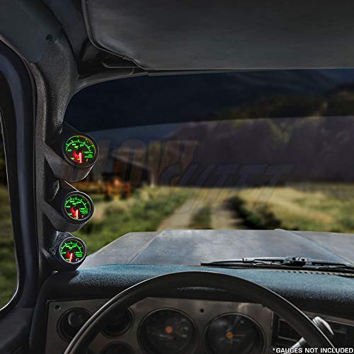 GlowShift Black Triple Pillar Gauge Pod Fits Chevrolet C10 1973-1987
