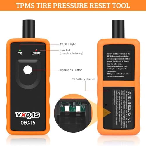 VXDAS TPMS Relearn Tool Only for GM Vehicles (2006-2024 Chevy/Buick/GMC/Opel/Cadillac) Original Sensor with 315/433 MHz, Tire Sensors Pressure Monitor System Reset Tool OEC-T5-2025 Edition